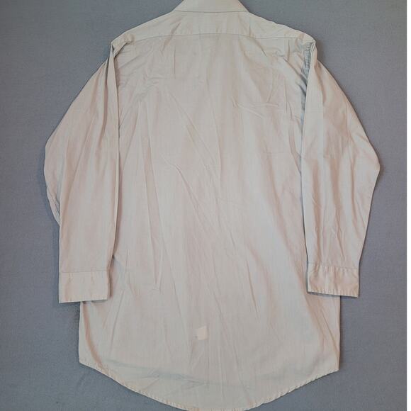 Oleg Cassini Men’s Shirt 17.5 36/37 Beige Button Up Single Needle Stitch GUC - Picture 2 of 6